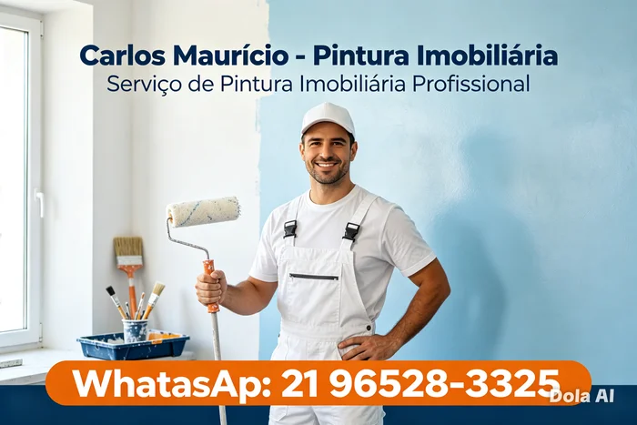 Serviço de pintura imobiliária com profissional realizando pintura em apartamento na Tijuca, Rio de Janeiro