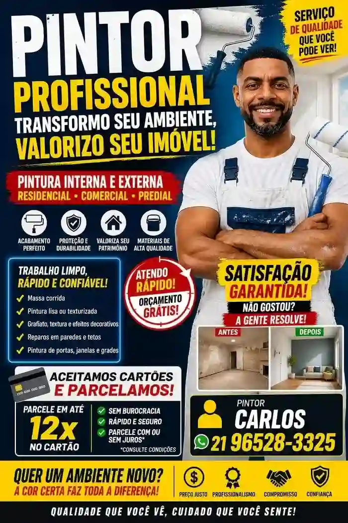 Pintor profissional realizando pintura em apartamento na Tijuca